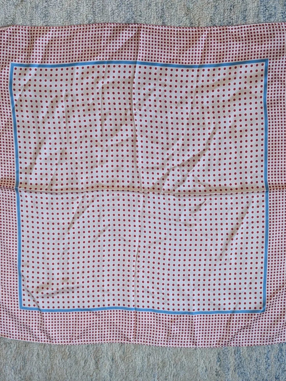 Vintage Inspired Red Polka Dot Square Silk Feel Scarf 26